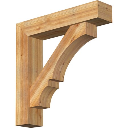 Ekena Millwork Balboa Block Rough Sawn Bracket w/ Offset Brace, Western Red Cedar, 8"W x 38"D x 38"H BKT0806X38X38BOA05RWR